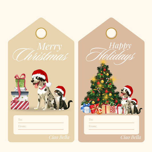 Ciao Bella Christmas Gift Tags | 9 Printable Dog Designs | Dalmatian Puppy Digital Download